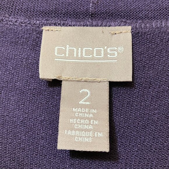 Chico's Women's Purple Fringe Wrap Lightweight Sweater Cardigan Size 2/Large - Picture 5 of 7